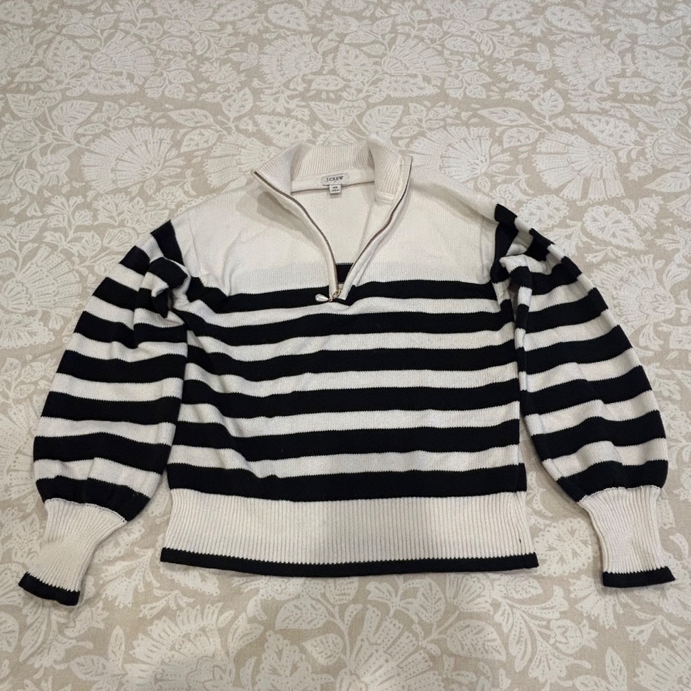 Jcrew half zip sweater black & White XS - Picture 3 of 4